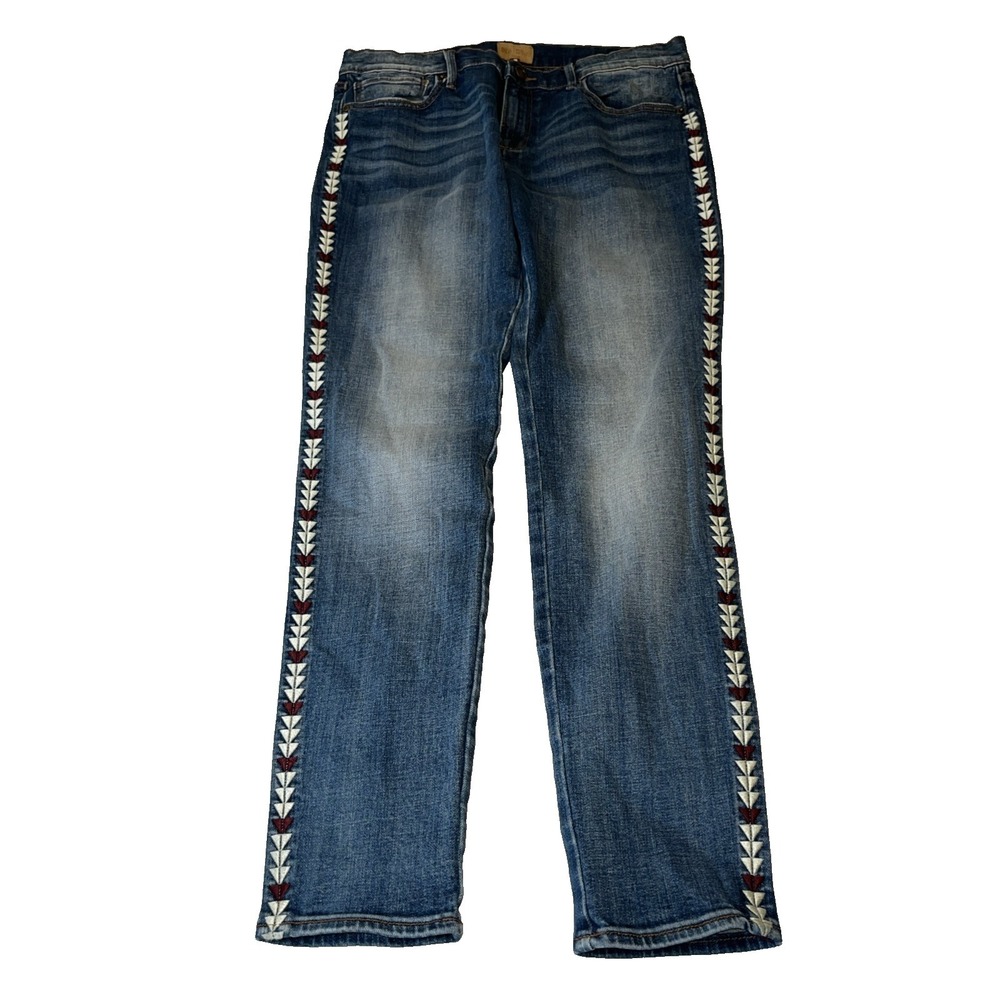 Driftwood Marilyn Jeans 29x29 Embroider Geometric Arrow Straight Boho Hippie